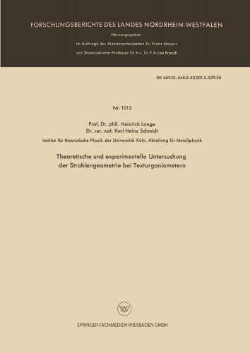 Theoretische und experimentelle Untersuchung der Strahlengeometrie bei Texturgoniometern