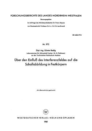 Über den Einfluß des Interferenzfeldes auf die Schallabbildung in Festkörpern