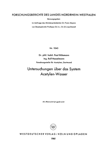 Untersuchungen über das System Acetylen-Wasser