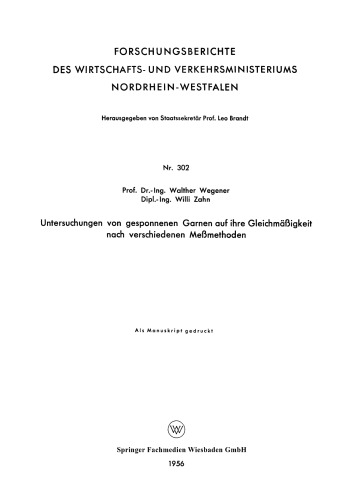 Untersuchungen von gesponnenen Garnen auf ihre Gleichmäßigkeit nach verschiedenen Meßmethoden