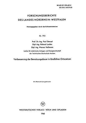 Verbesserung der Benutzungsdauer in ländlichen Ortsnetzen
