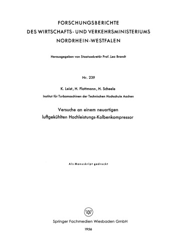 Versuche an einem neuartigen luftgekühlten Hochleistungs-Kolbenkompressor