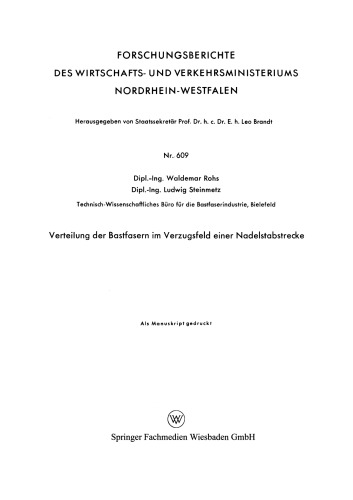 Verteilung der Bastfasern im Verzugsfeld einer Nadelstabstrecke