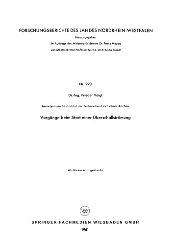 Vorgänge beim Start einer Überschallströmung