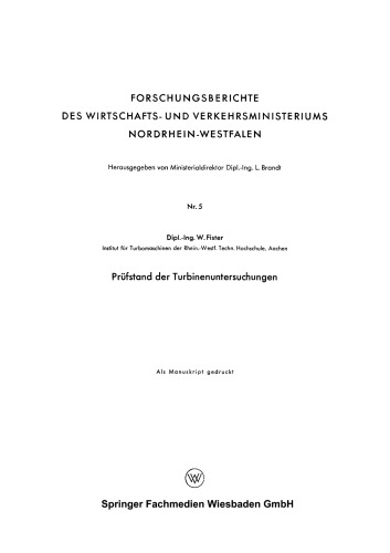 Prüfstand der Turbinenuntersuchungen