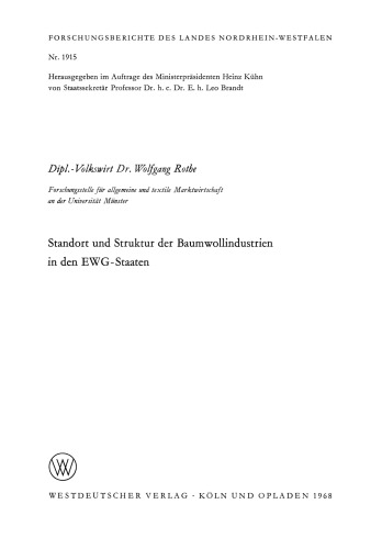 Standort und Struktur der Baumwollindustrien in den EWG-Staaten