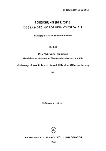Nitrierung dünner Stahlschichten mit Hilfe einer Glimmentladung
