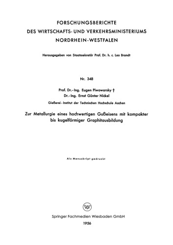 Zur Metallurgie eines hochwertigen Gußeisens mit kompakter bis kugelförmiger Graphitausbildung