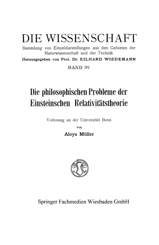 Die philosophischen Probleme der Einsteinschen Relativitätstheorie