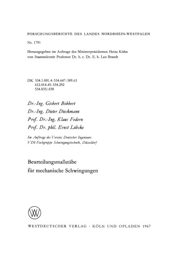 Beurteilungsmaßstäbe für mechanische Schwingungen
