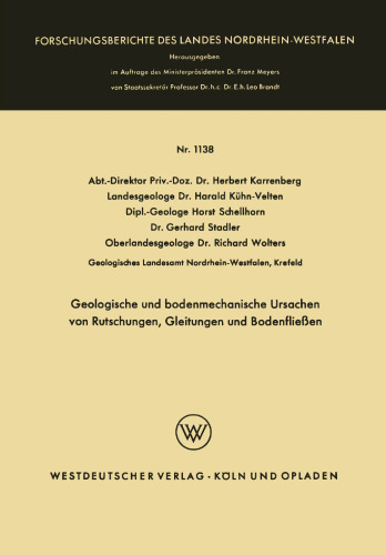 Geologische und bodenmechanische Ursachen von Rutschungen, Gleitungen und Bodenfließen