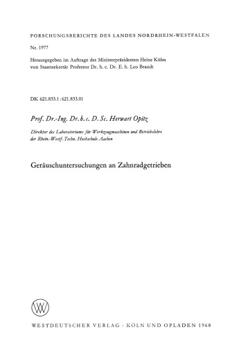 Geräuschuntersuchungen an Zahnradgetrieben