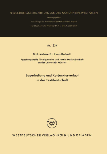 Lagerhaltung und Konjunkturverlauf in der Textilwirtschaft