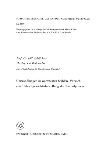 Umwandlungen in warmfesten Stählen, Versuch einer Gleichgewichtsdarstellung der Karbidphasen