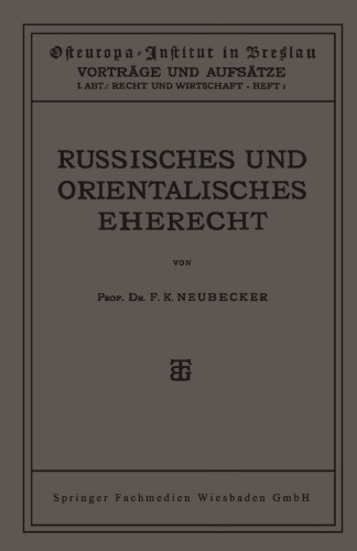 Russisches und Orientalisches Eherecht