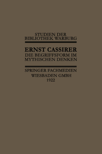 Die Begriffsform im Mythischen Denken