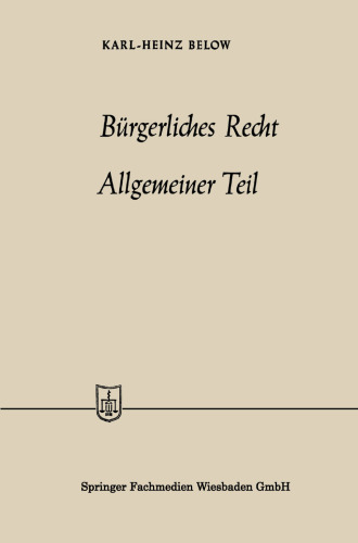 Bürgerliches Recht Allgemeiner Teil