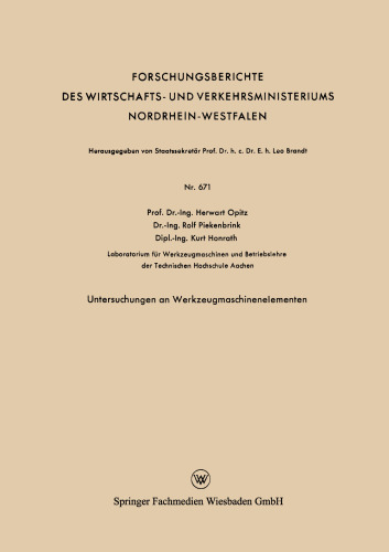Untersuchungen an Werkzeugmaschinenelementen