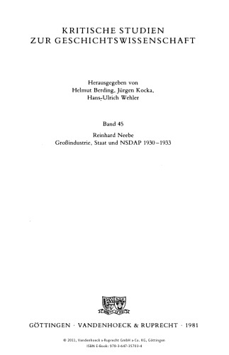 Großindustrie, Staat und NSDAP 1930-1933: Paul Silverberg und der Reichsverband der Deutschen Industrie in der Krise der Weimarer Republik