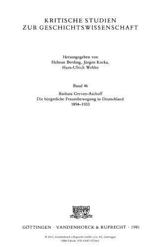 Die bürgerliche Frauenbewegung in Deutschland 1894-1933