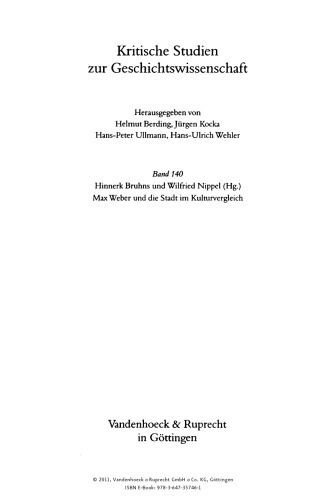 Max Weber und die Stadt im Kulturvergleich