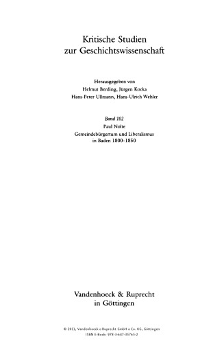 Gemeindebürgertum und Liberalismus in Baden, 1800-1850: Tradition - Radikalismus - Republik