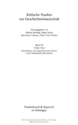 Eisenbahnen und Eisenbahnunternehmer in der Industriellen Revolution: Ein preußisch/deutsch-englischer Vergleich
