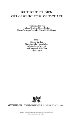 Napoleonische Herrschafts- und Gesellschaftspolitik im Königreich Westfalen 1807-1813