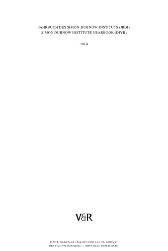 Jahrbuch des Simon-Dubnow-Instituts / Simon Dubnow Institute Yearbook XIII/2014