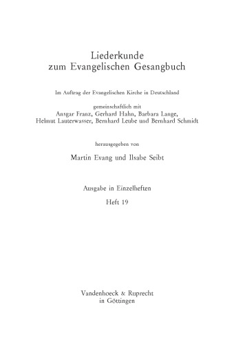 Liederkunde zum Evangelischen Gesangbuch. Heft 19