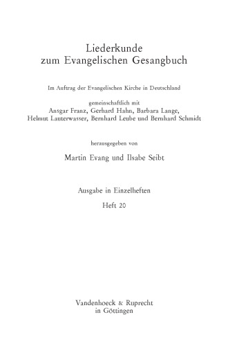 Liederkunde zum Evangelischen Gesangbuch. Heft 20