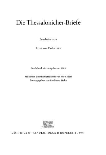 Die Thessalonicherbriefe