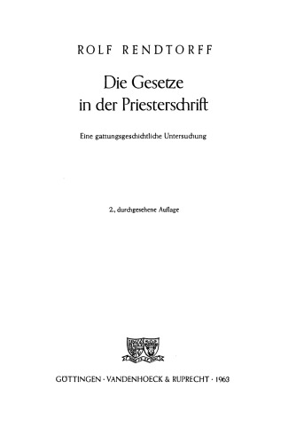 Die Gesetze in der Priesterschrift
