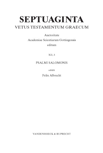 Septuaginta. Band 12,3: Psalmi Salomonis