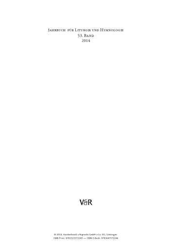Jahrbuch für Liturgik und Hymnologie: 2014
