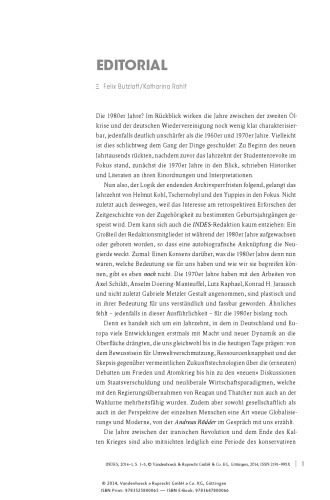 Die 1980er Jahre: Indes 2014 Heft 01. Zeitschrift für Politik und Gesellschaft