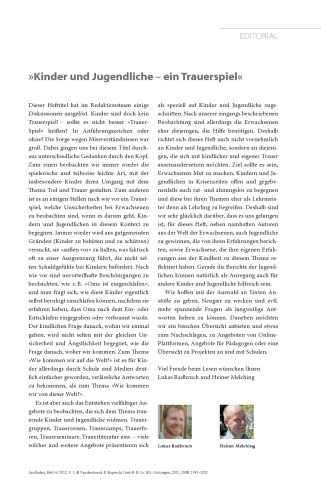 Kinder und Jugendliche - ein Trauerspiel: Leidfaden 2012 Heft 04