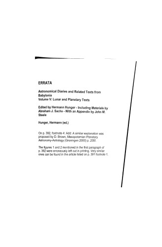 Astronomical diaries and related texts from Babylonia 5 : Lunar and planetary texts.