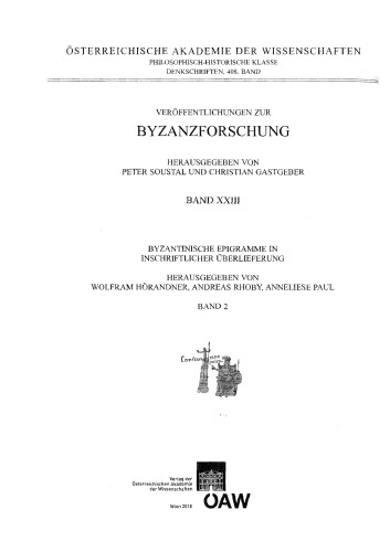 Byzantinische Epigramme auf Ikonen und Objekten der Kleinkunst
