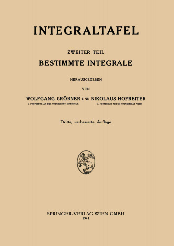 Integraltafel: Zweiter Teil Bestimmte Integrale