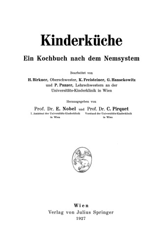 Kinderküche: Ein Kochbuch nach dem Nemsystem