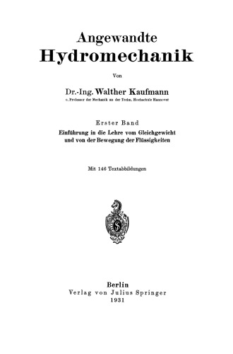 Einführung in die Lehre vom Gleichgewicht und von der Bewegung der Flüssigkeiten