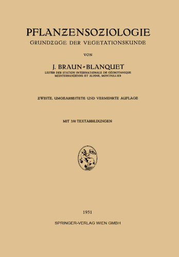 Pflanƶensoƶiologie: Grundƶüge der Vegetationskunde
