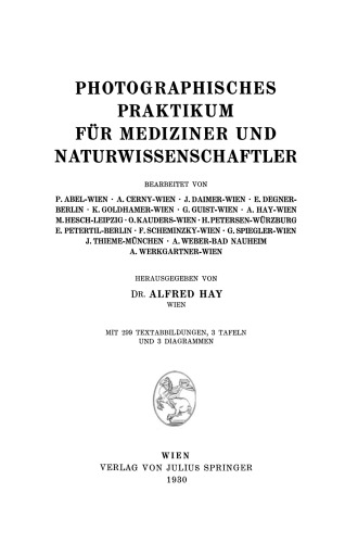 Photographisches Praktikum für Mediziner und Naturwissenschaftler