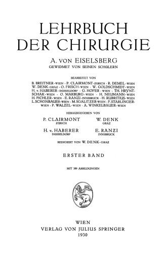 Lehrbuch der Chirurgie: Erster Band