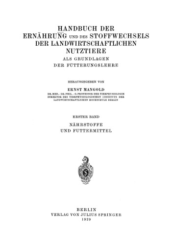 Nahrstoffe und Futtermittel