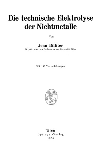 Die technische Elektrolyse der Nichtmetalle