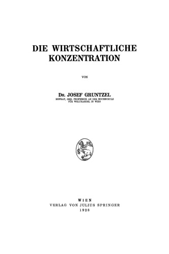 Die Wirtschaftliche Konzentration