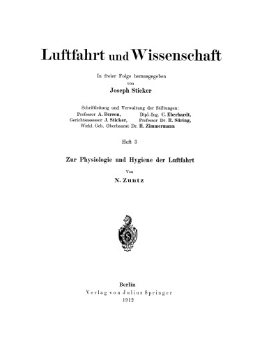 Zur Physiologie und Hygiene der Luftfahrt