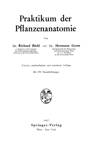 Praktikum der Pflanzenanatomie